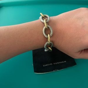 David Yurman Oval Link Chain Bracelet in Sterling Silver with 18K Yellow Gold